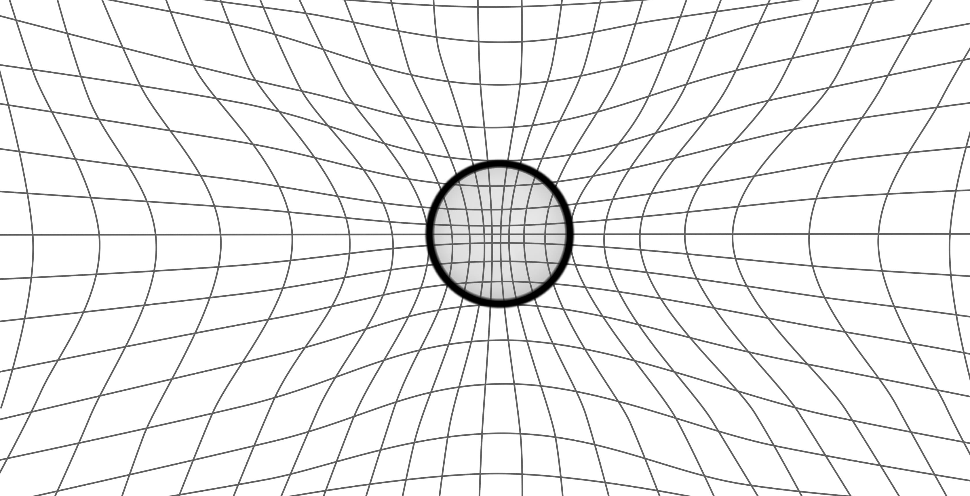 ilustración de la curvatura del espacio tiempo por la presencia de materia en 2 dimenciones
