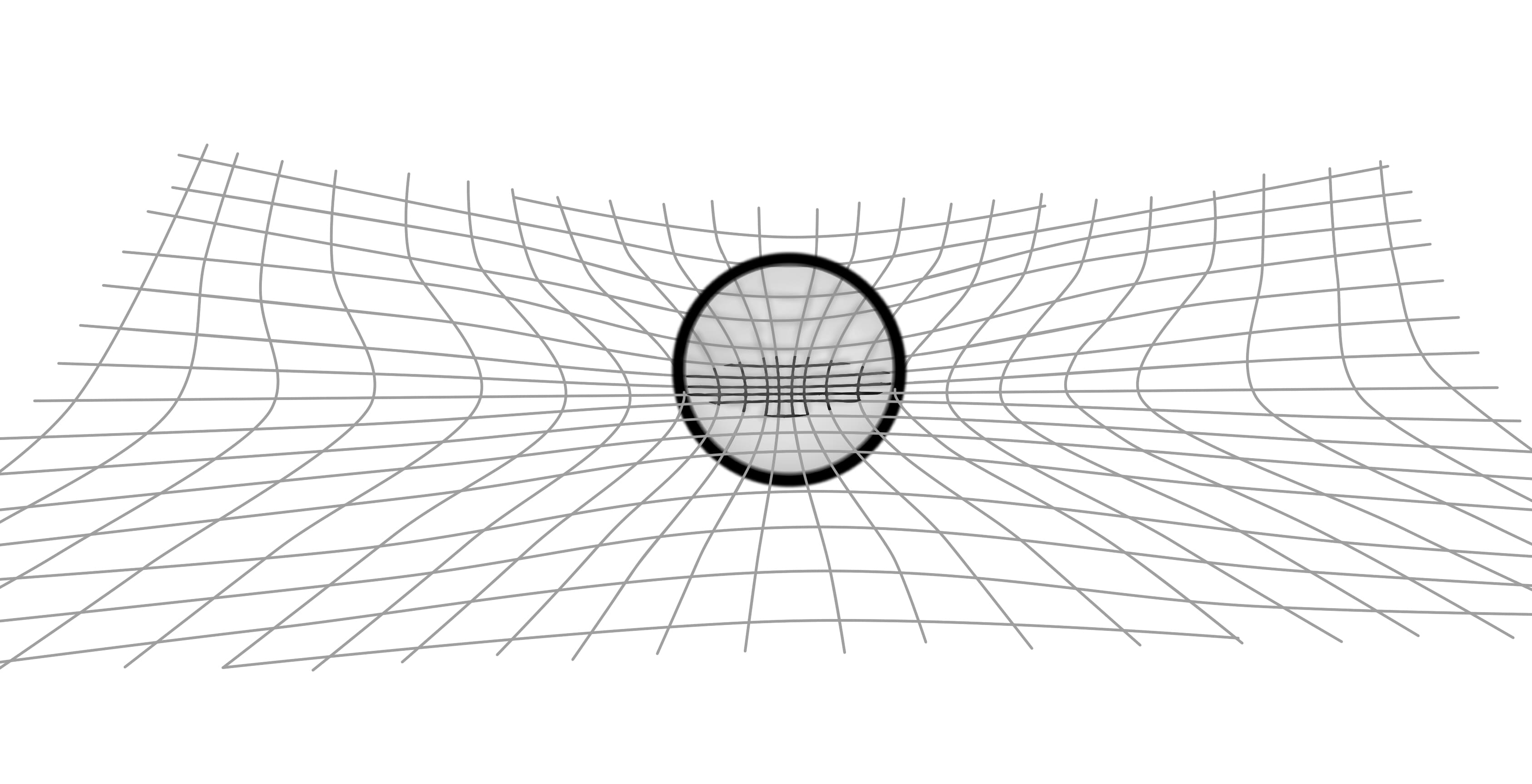 ilustración de la curvatura del espacio tiempo por la presencia de materia en 3 dimenciones
